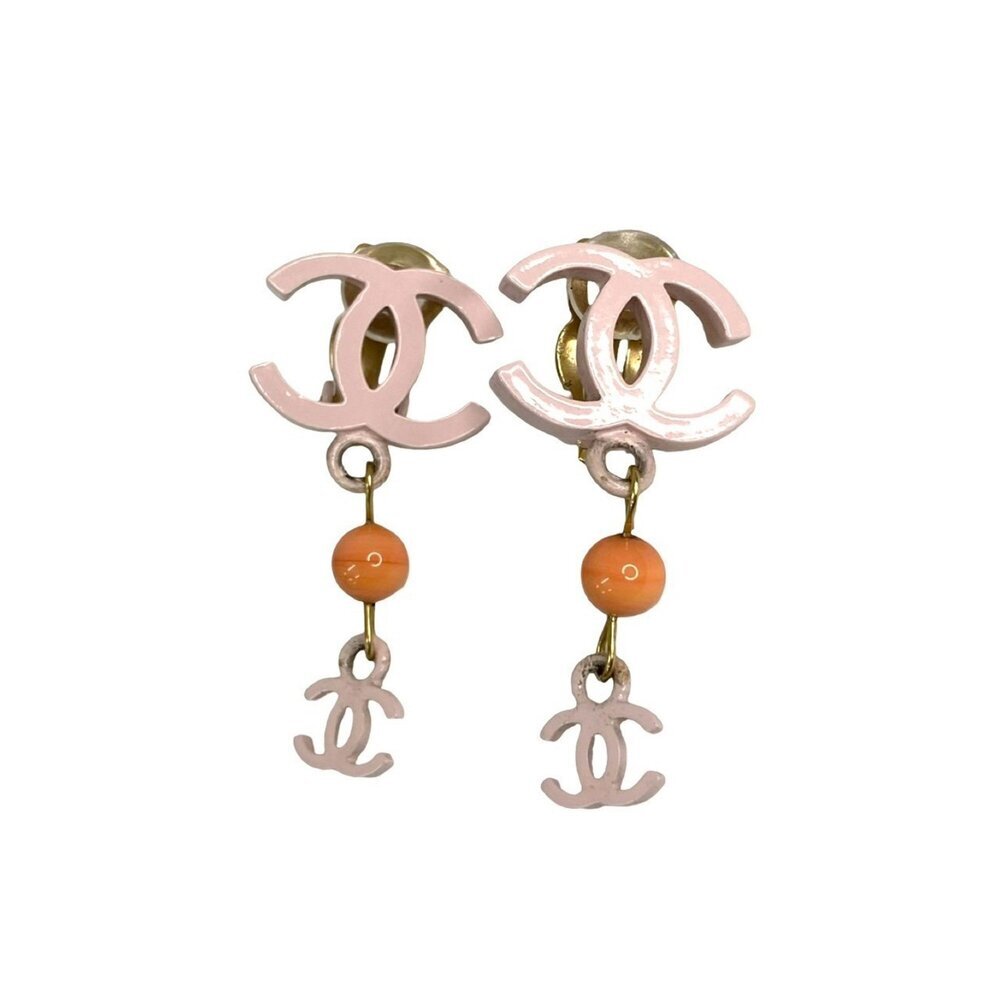 CHANEL Authentic Pink Logo Earrings - Picture 3 of 5